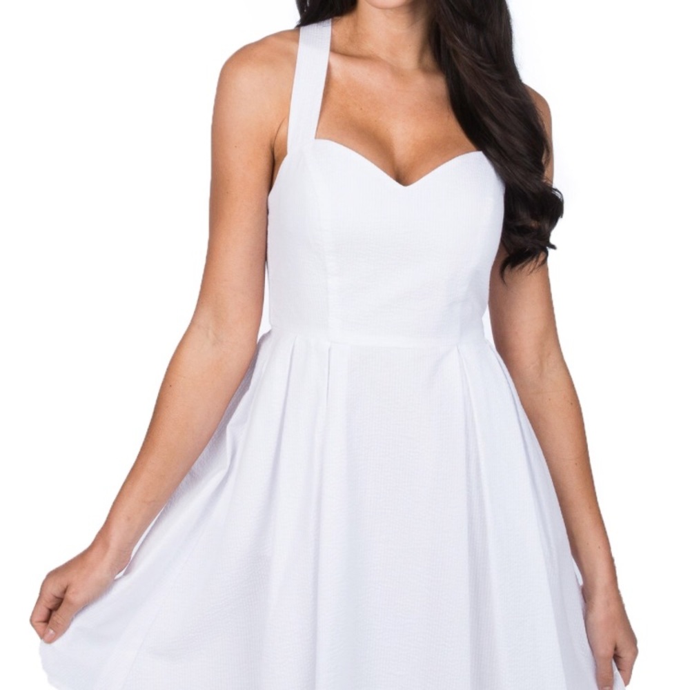 Lauren James white seersucker dress